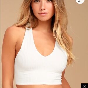 Lulus White Ribbed Halter Crop Top